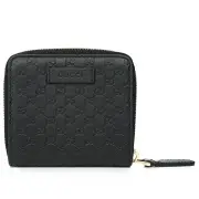 Gucci 449395 Micro GG Guccissima Leather Small Bifold Wallet Black Fixed Size