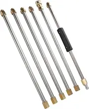 90 Inch Pressure Washer Extension Wand Rod, Power Washer Lance with 1/4 Inch Quick Connect, for Roof, 6pcs with Stainless Steel and Brass Construction