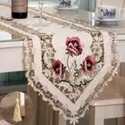 White Table Runner Embroidered Tablecloth Wedding Home Decoration Oval