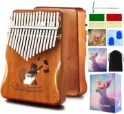 Kalimba 17 Key Mahogany Thumb Piano Beginner Set, Tuning Hammer, Protective Case