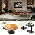 Modern Round Nesting Tables Set Wood/Sintered Stone Coffee Table Glass End Table