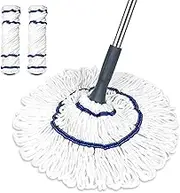 Silkyhose Self-Wringing Twist Mop Cotton Rotating Dry & Wet Mops with Long Handled for Floor Cleaning Kitchen Bathroom Hardwood Vinyl Tile Laminate Household Office (White Style 2)