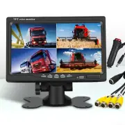 7'' Dual Split Screen Monitor 4 Video Input 4 Pin Plugs For Truck Caravan Camera