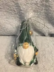 Gnome Flameless LED Candle Green, White & Beige New See Description