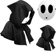 Xinxiaomeng 2Pcs Shy Guy Mask with Cloak Anime Mask White Dream Mask Halloween Costume Cosplay Props Accessories