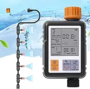 Irrigation Timer, Large Screen Irrigation Watering Timer with Hanging Atomizing Nozzle, Automatic Watering, Adjustable Watering Time and Temporary Watering Functionality, for Grass, Patio, Garden