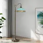 Tiffany Gooseneck Floor Lamp Adjustable Stained Glass Reading Light Foot Switch