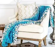 Home Must Haves Zebra Giraffe Safari Animal Print All Season Extra Soft Warm Sofa Couch Throw Bed Blanket Queen Size (King, Turquoise Leopard)