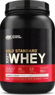 Optimum Nutrition Gold Standard 100% Whey Protein Powder, Cookies and Cream, May