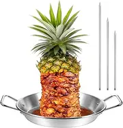 Tessco 1 Set 10 Inch Vertical Skewer Al Pastor Rotisserie Pan Gyro Spit Shawarma Stand for Oven Stainless Steel BBQ Kebabs Skewer with Removable Size Spikes for Tacos Al Pastor