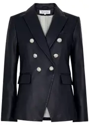 Veronica Beard Miller Dickey Leather Blazer - Navy - 8 (UK12 / M) 8 (UK12 / M)
