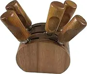 Cheese Knife Set 5-Piece with Wooden Block – Stainless Steel Cheese Knives with Rubberwood Handles – Cheese Tools for Soft & Hard Cheeses – Stylish Gift Set for Entertaining & Gifting