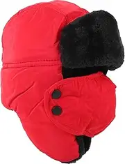 [JEWEDECO] Army Hat Trapper Hat Mens Caps Face Mask Cold Weather Outdoor Hat for Men Ski Mask Outdoor Hats for Men Red