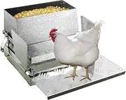 Leona Co 20LBS Automatic Galvanized Steel Poultry Feeder Feeds 6 Chickens up to 10 Days Treadle Self Coop