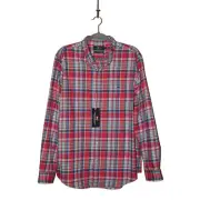 VINEYARD VINES NEW $99 Middleton Plaid Slim Tucker Button Down Rose Pink Men's L