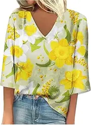 [Generic] 3/4 Length Sleeve Womens Tops,Casual Summer top y2k Summer Tops Shirts for Women Dressy Casual Womens Spring Tops 2023 top for Woman t Shirts for Women Trendy Womens Tops Summer