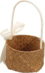 Alipis Woven Flower Basket with Handle Rustic Multi Purpose Storage Basket for Home Decor Wedding Picnic Hand Woven Craftsmanship for Flowers Everyday Items