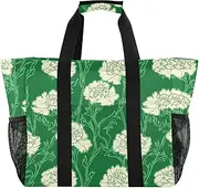 [sanluoli] Bags Collapsable Beach Bag Tote Sandproof with Handles Laundry Bag Travel, Carnation Lace Grass Green, 1 size