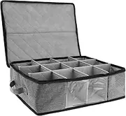 HJJWNDDNG China Storage Container with 12 Dividers and Clear Window Oxford Cloth Coffee Mug Storage Case Tea Cup Box for Coffee Cup Mugs(grey)