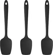 U-Taste Silicone Spoon Spatula Set: 315℃ High Heat Resistant BPA-Free Flexible Rubber Scraper, Cooking Mixing Baking Kitchen Utensils Set of 3 (Black)