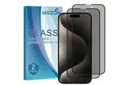 [Set of 2] Privacy Anti-Spy Full Coverage Apple iPhone 15 Pro Max (6.7") Tempered Glass Premium 9H HD Screen Protectors by MEZON (iPhone 15 Pro Max, Privacy)
