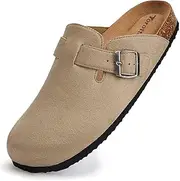 Torotto Womens Clogs Cork Footbed Suede Slippers Arch Support Potato Shoes with Adjustable Buckle
