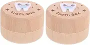 UTHCLO 2pcs Wooden Tooth Keepsake Box Durable Tooth Holder Storage Organizer for Childsafe Design Precious Mementos present for Boys