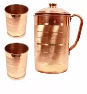 pure copper water pitcher jug and 2 glasses tumblers with free shipping