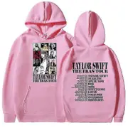 Taylor Swift The Best Tour Printed Hoodies Fans Long Sleeve Hooded Sweatshirt Casual Pullover Tops Collection Gift Pink XL