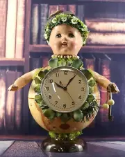 Vintage World Globe SPRING TIME FANCY Mother Nature Doll Mixed Media Folk Art