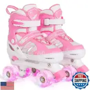 Kids Roller Skates for Girls Child Beginner Toddlers, 4 Sizes Adjustable Roll