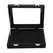 Box Case Glass Display Jewelry Storage Velvet Ring Stand Earrings Holder Women