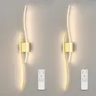 Two 40" Modern Gold LED Wall Sconces Light w Remote Control Timer Dimmable, 1256