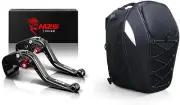 Black Motorcycle Brake Clutch Levers + Tail Bag Compatible with EX400