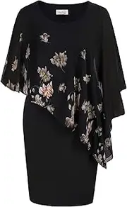 [KIMCURVY] Plus Size Blue Pencil Dress with Chiffon Overlay - Wedding Cocktail Party Midi Dress