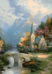 Thomas Kinkade Studios (The Mountain Chapel | Art Poster Print