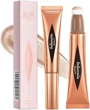 Liquid Highlighter Beauty Wand，Highlighter and Bronzer Stick with Cushion Applicator/Natural Shimmer Smooth Silky Cream Face Highlighter Bronzer Stick Makeup Beauty Wand (03# Highlighter Stick)
