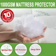 Pillowtop Mattress Topper Protector Bamboo Fiber 1000GSM Bedding Matress Mat