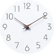 Wall Clock 10 Inch White Silent Non Ticking Wall Clocks Battery Operated - Simple Minimalist Wooden Clock Decorative for Kitchen,Home,Bedroom,Living Room, Office