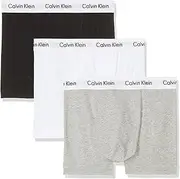 [Calvin Klein] Men's Underwear Cotton Stretch Trunk 3 Pack, Black/White/Grey, Small
