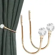 KOLAKO Curtain Holdbacks, Crystal Curtain Tieback Hooks Gold Metal Decorative Drapery Curtain Holder Window Treatment Holdback for Home Office