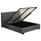 Levede Fabric Bed Frame Gas Lift Storage King Queen Double Tufted Mattress Base