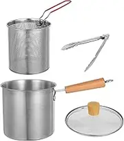 Hoement Deep Fryer With Basket: 3l Stainless Steel Deep Fryer Pot With Basket - Single Handle Grease Container For Frying Boiling And Stewing