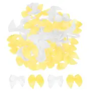 50Pcs Mini Ribbon Bows 1" Mini Fabric Satin Ribbon Flower Bows White & Yellow
