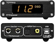 Topping D10 Balanced USB ES9038Q2M DAC XMOS XU208 PCM384kHz DSD256 TRS/XLR Analog/Digital Output Hi-Res Audio Decoder (Black)