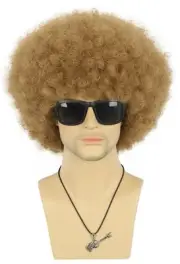 Afro Fluffy Wig - Short Curly Brown Rocker Wig for Men or Women - California ...
