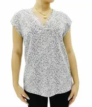 Hilary Radley Womens Short Sleeve Blouse Off White/Black Combo