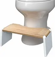 Squatty Potty The Stockholm Bamboo Folding Toilet Stool (White Legs), Bamboo And White Legs, 7 Inch