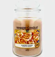 Yankee Candle "ALMOND COOKIE"~ Food ~ Large 22 oz. ~ WHITE LABEL ~ RARE ~ NEW