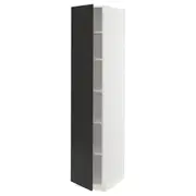 METOD high cabinet with shelves, white/Nickebo matt anthracite, 40x60x200 cm